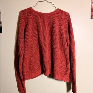aerie Red Ribbed Crewneck Sweater